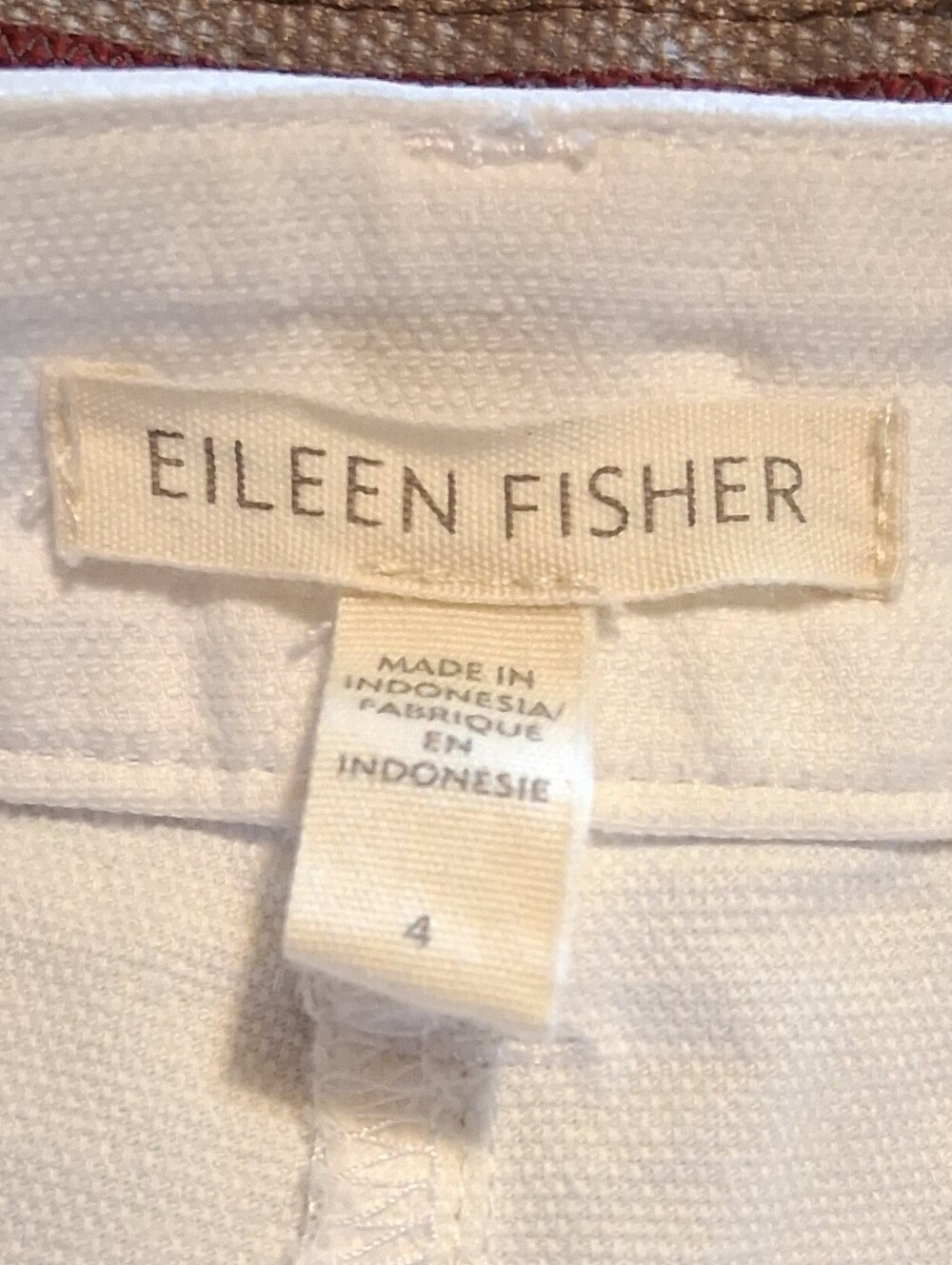 Eileen Fisher White Organic Cotton Blend Pant Classic Tapered High Rise Sz4 - Picture 6 of 16